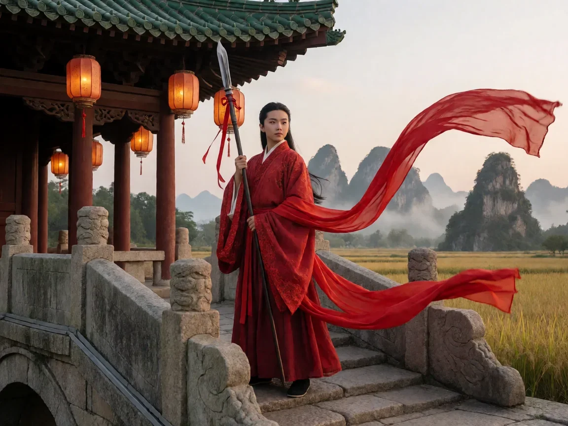 哪吒降妖记电视剧 少年哪吒携手小龙女踏上降妖历险 - 第 1 张图片 哪吒降妖记电视剧,少年持枪立于石桥