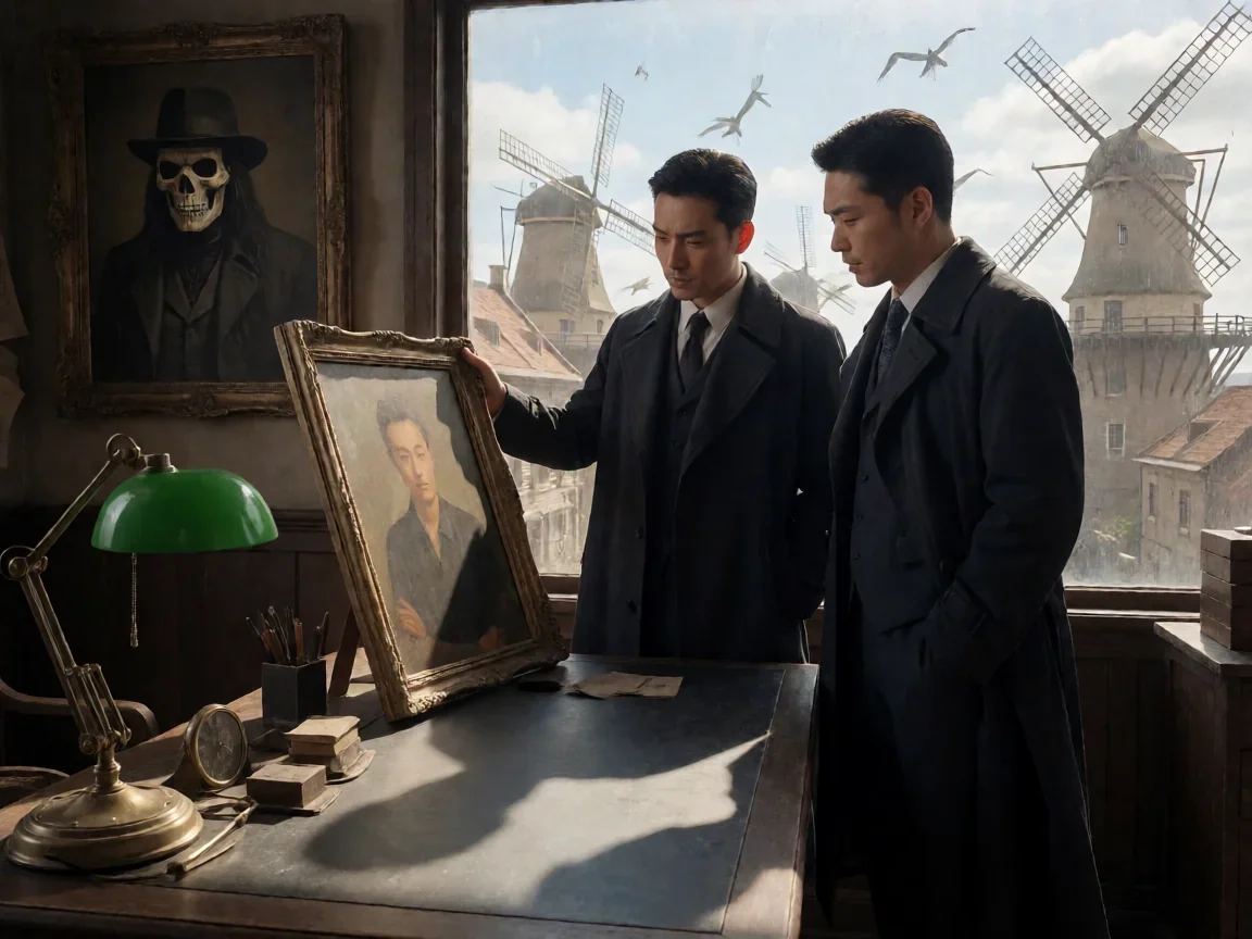 风都侦探剧场版,翔太郎与菲利普的都市奇案侦破 - 第 1 张图片 风都侦探剧场版,旧案肖像前的双人剪影