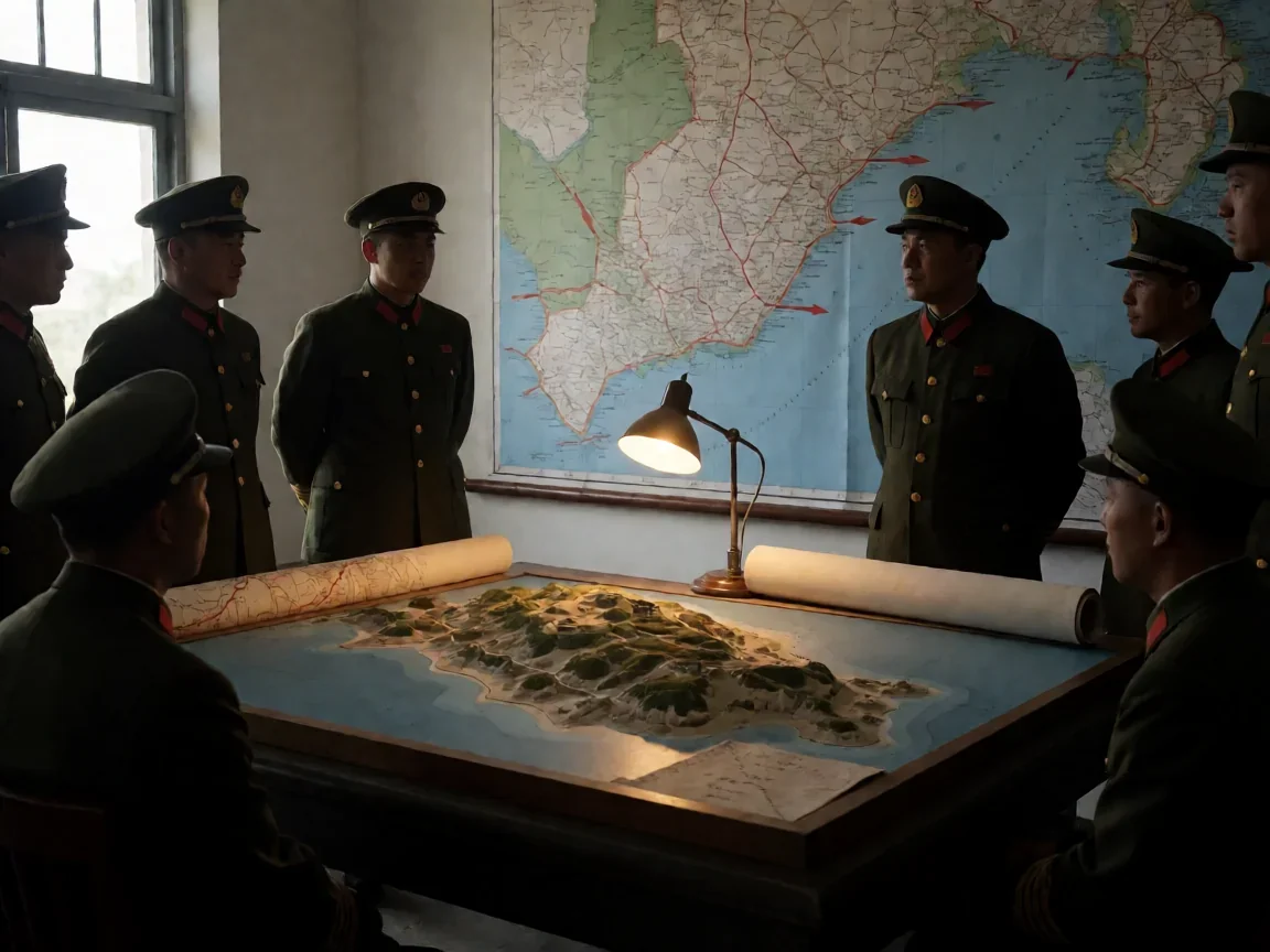 激战一江山 纪录片 重温1955年首次联合渡海登陆战 - 第 1 张图片 激战一江山 纪录片 战前沙盘推演剪影