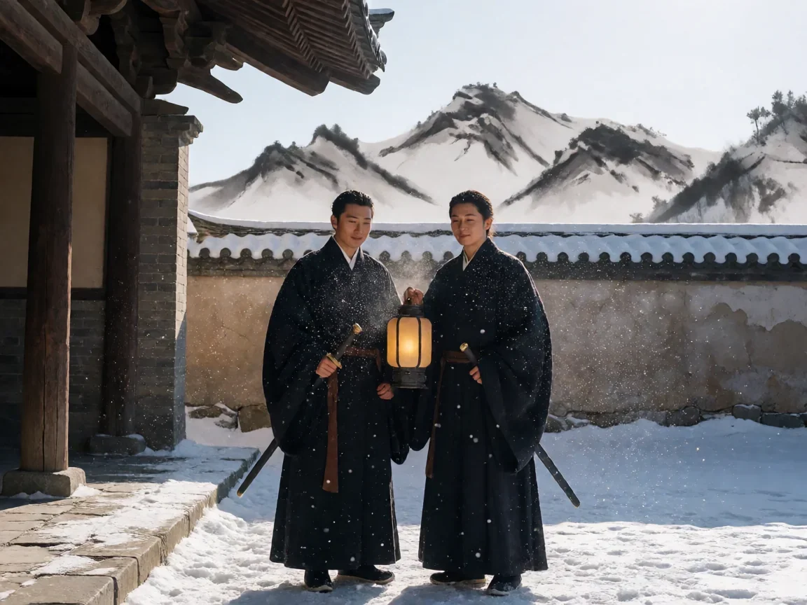 一念关山结局 任如意与宁远舟在风雪边关的最后时刻 - 第 2 张图片 一念关山结局雪夜庭院并肩剪影