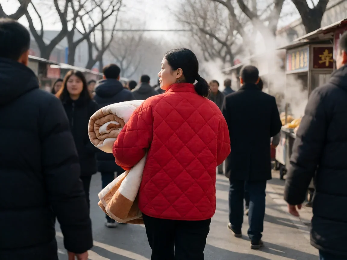 电影苹果剧情 底层女性在都市夹缝里的生存镜像 - 第 3 张图片 电影苹果剧情,红棉袄抱襁褓的街头背影