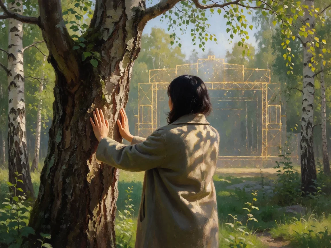 两生花电影,从萍水相逢到命运交织的两段人生 - 第 3 张图片 两生花电影,阳光下手按树干背影
