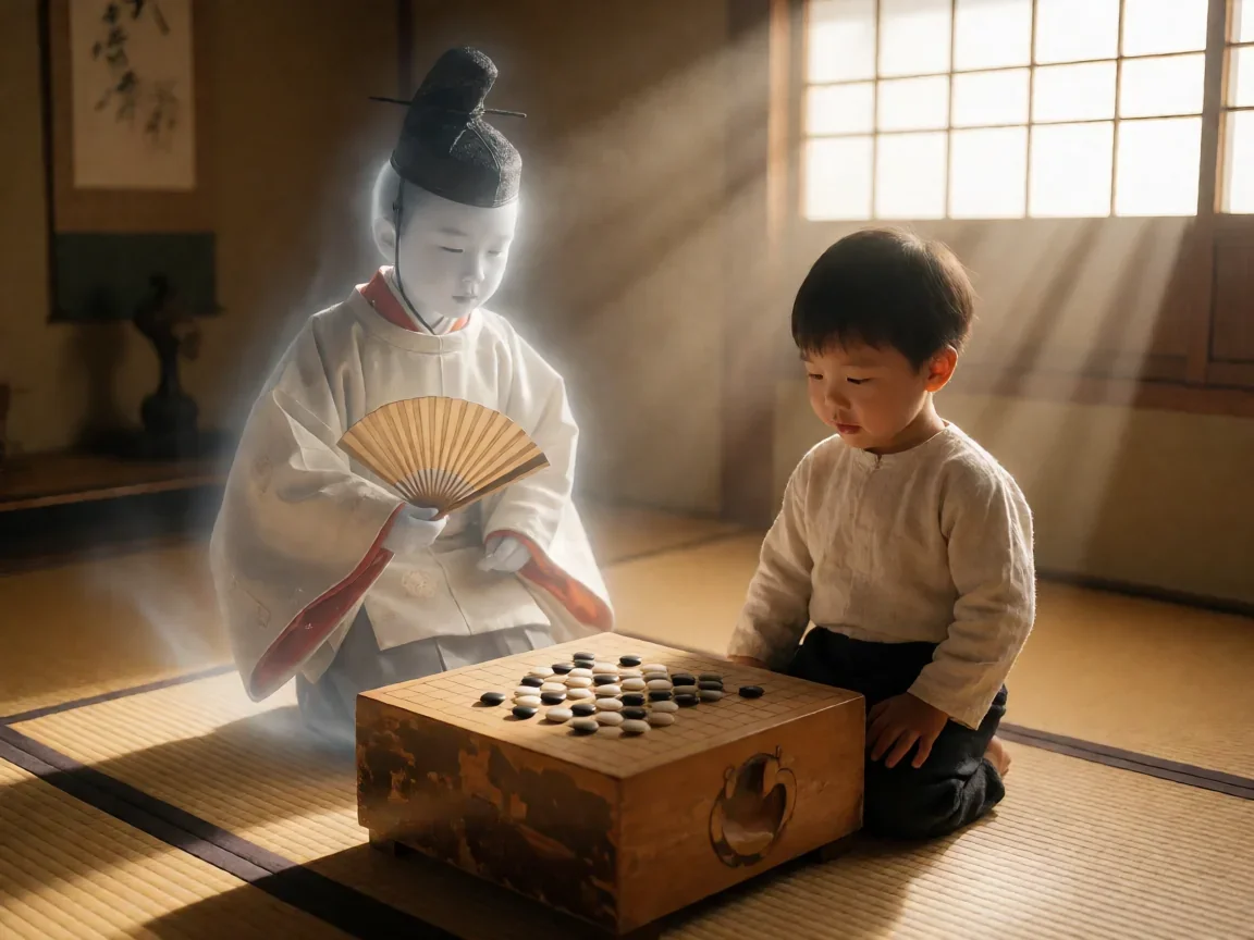棋魂动画,进藤光、佐为、塔矢亮各自的高光时刻 - 第 1 张图片 棋魂动画,阁楼棋盘前佐为幽影