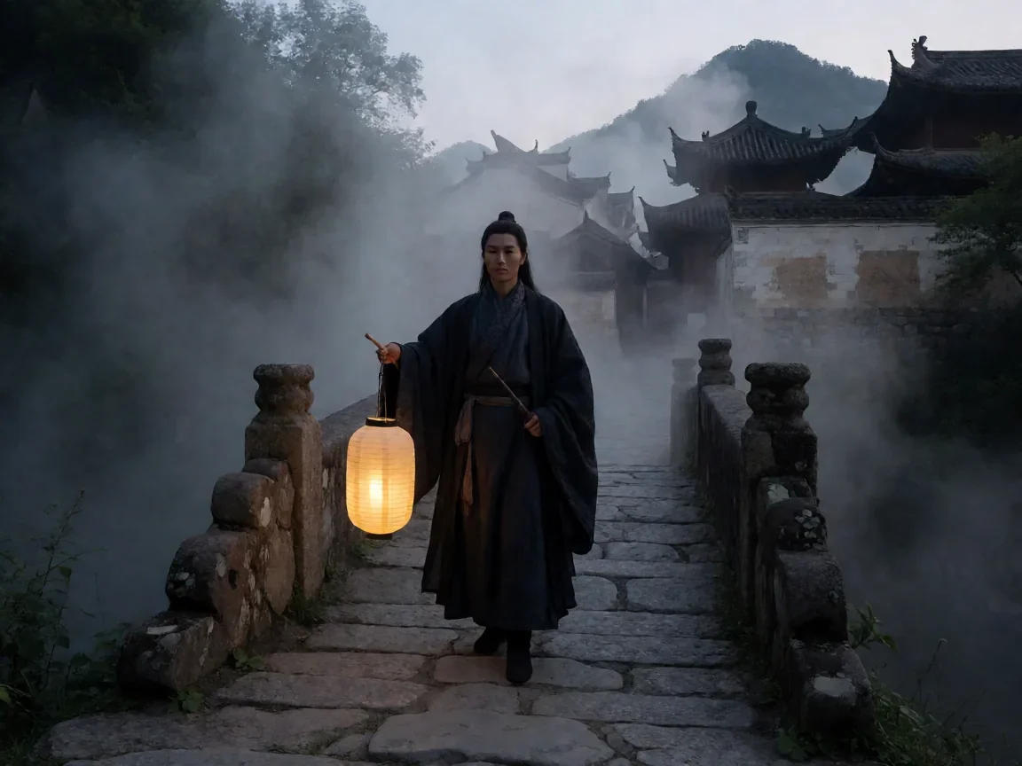 镖行天下1前传(护宝之路)王兆兴与谷平安的江湖历险 - 第 1 张图片 镖行天下前传,远行者穿越山间石桥剪影