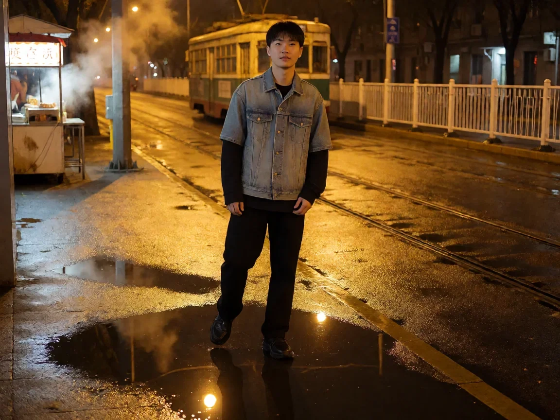 风车电视剧 梁尘从胡同少年到历经风雨的人生长路 - 第 2 张图片 风车电视剧雨夜公交站台的背影剪影