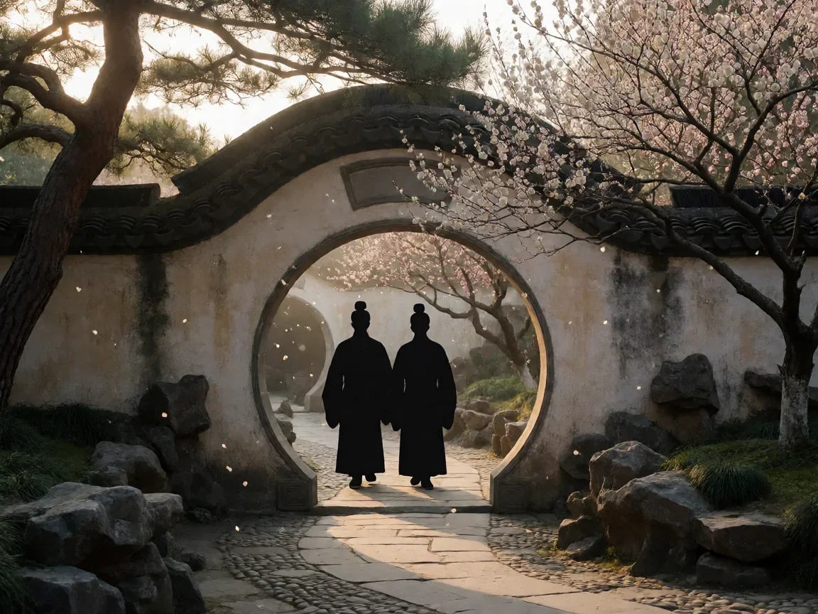 锦心似玉全集剧情介绍 罗十一娘从绣娘到侯府主母的蜕变 - 第 2 张图片 锦心似玉全集剧情介绍,花园漫步的恋人背影
