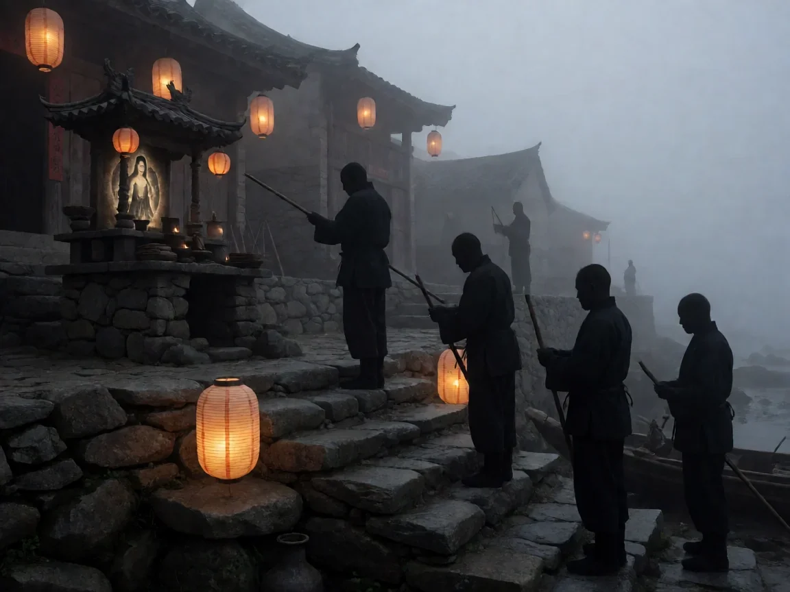 盒中之海动漫里游神、慈舟圣姑与虚拟渔村的秘密 - 第 2 张图片 盒中之海动漫,暗流涌动的渔村夜祭场景