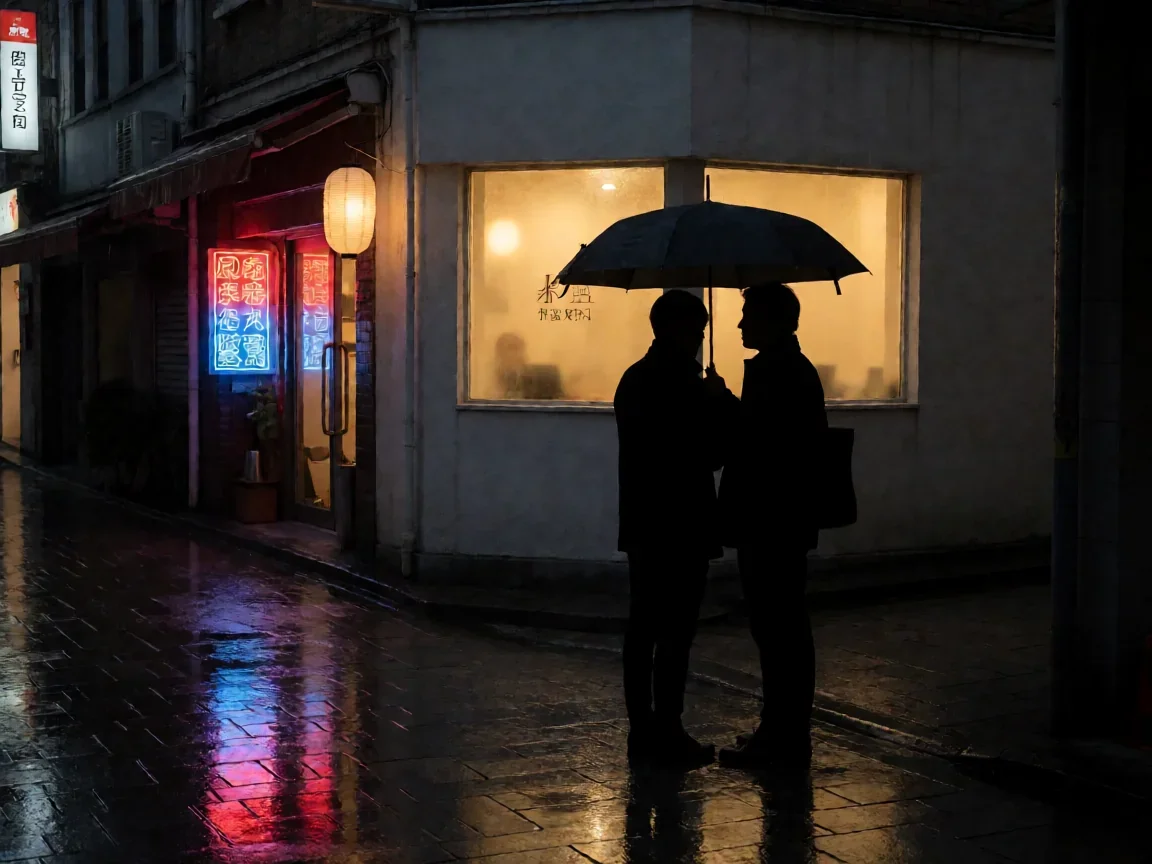 蓬莱间电视剧雨中街角温馨剪影