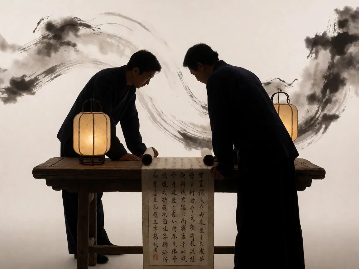 中国诗词大会综艺(飞花令)选手在台上接住冷门诗句的瞬间 - 第 2 张图片 中国诗词大会综艺,竖排诗卷上的点评剪影