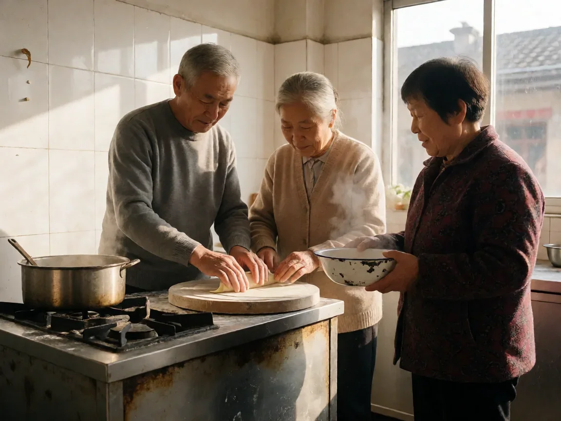 早餐中国纪录片里五分钟一集的烟火气为何让人上头? - 第 2 张图片 早餐中国纪录片,老夫妻灶台擀皮待客