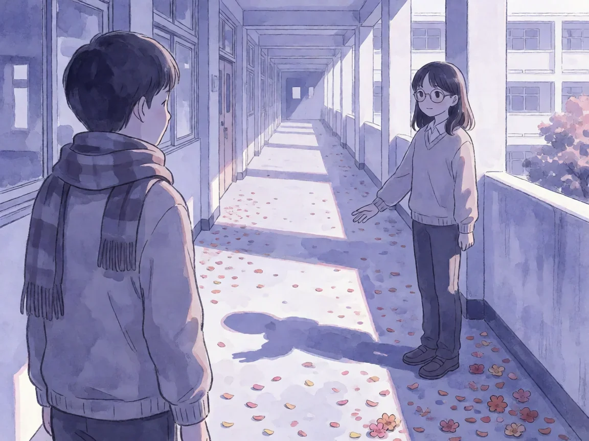 境界的彼方剧场版(未来篇)栗山未来与秋人的宿命轮回 - 第 2 张图片 境界的彼方剧场版,走廊两端相对的身影