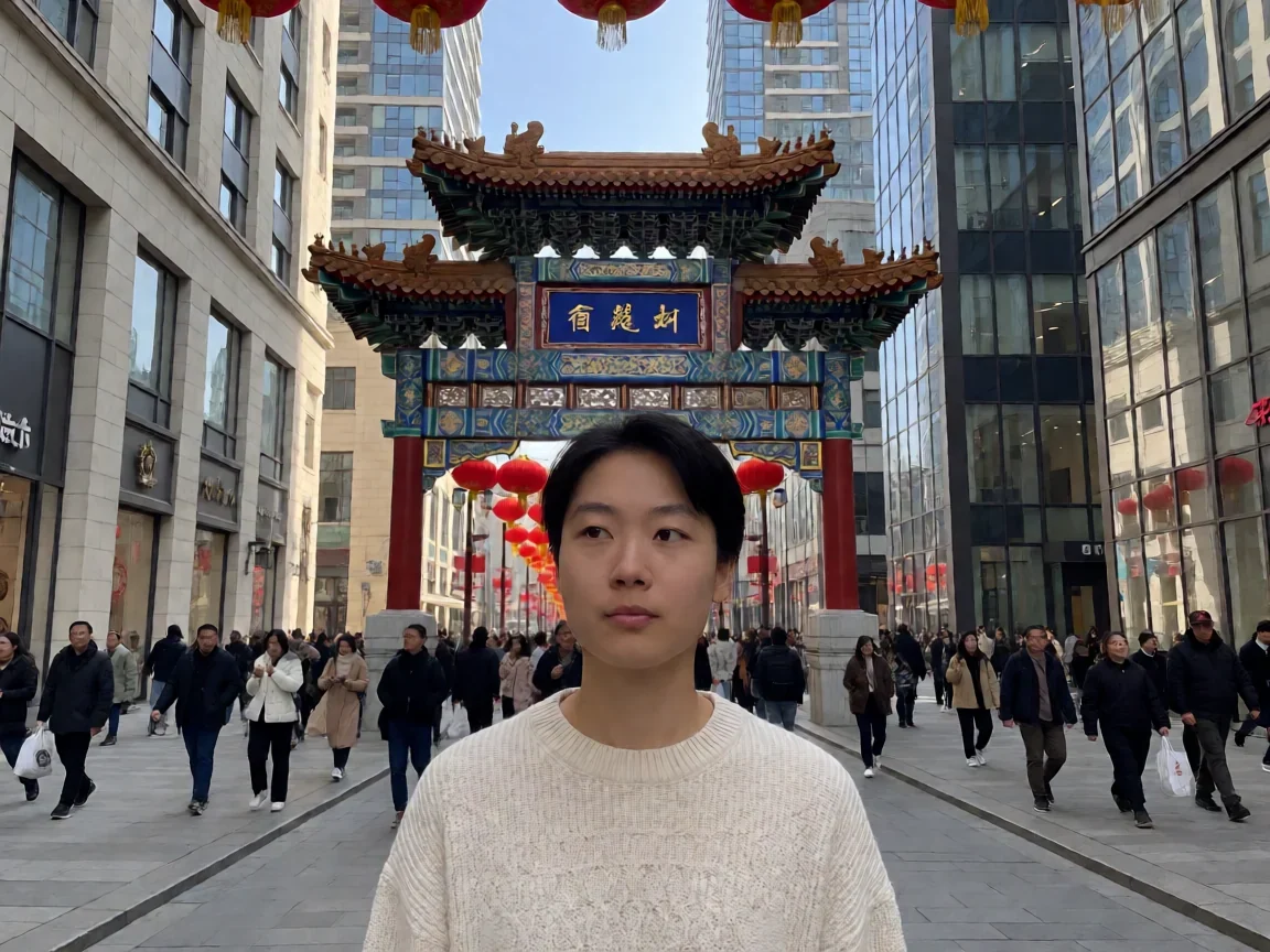 超级中国纪录片韩语版 从播出到热议的对外视角梳理 - 第 3 张图片 超级中国纪录片韩语版,传统牌坊与现代高楼并存的中国街景
