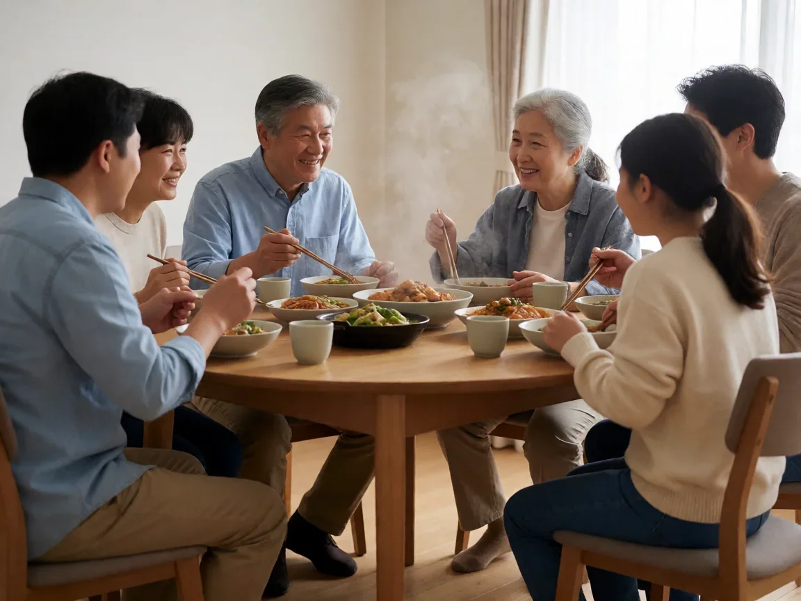 金婚风雨情全集解说(婚姻长卷)耿直与舒曼的五十年相守 - 第 3 张图片 金婚风雨情全集解说,三代同堂围坐吃饭