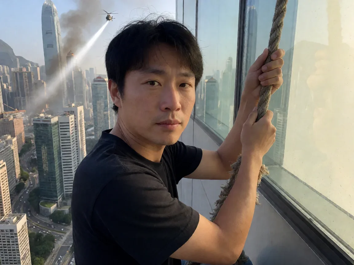 摩天大楼电影 明珠塔起火后威尔在百米高空救回家人 - 第 3 张图片 摩天大楼电影:高空绳索救家人