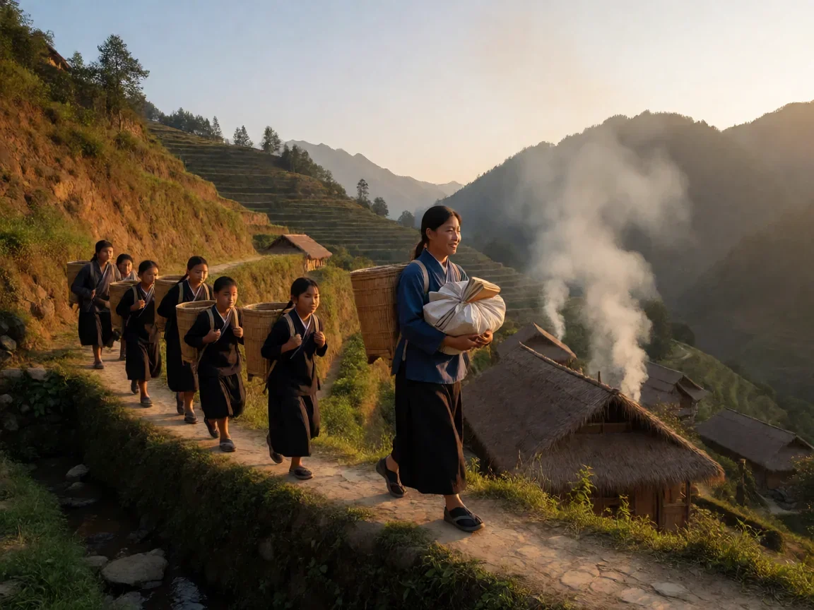 我的山与海电视连续剧(支教群像)山区讲台上的青春与深情守望 - 第 3 张图片 我的山与海电视连续剧 山路夕阳 炊烟村庄 支教群像